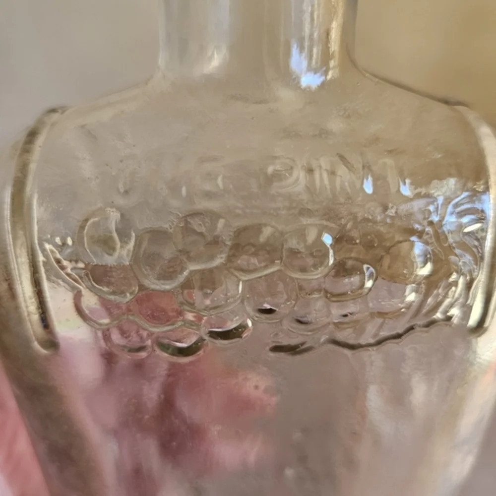 Old Mr. Boston Liquors Glass Bottle with Embossed Grape‎ Vine Design